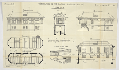 858551 Opstanden, doorsneden, plattegronden en situatie van Wisselpost C van het S.S.-station Baarle-Nassau Grens te ...